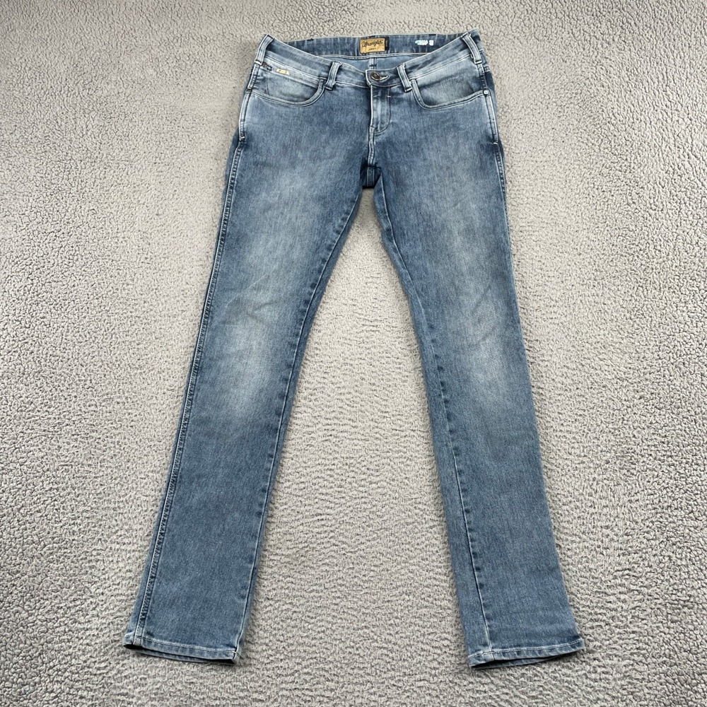 Wrangler Jeans Mens 32 Blue Vegas Slim Fit Light Wash Denim Pants Stretch